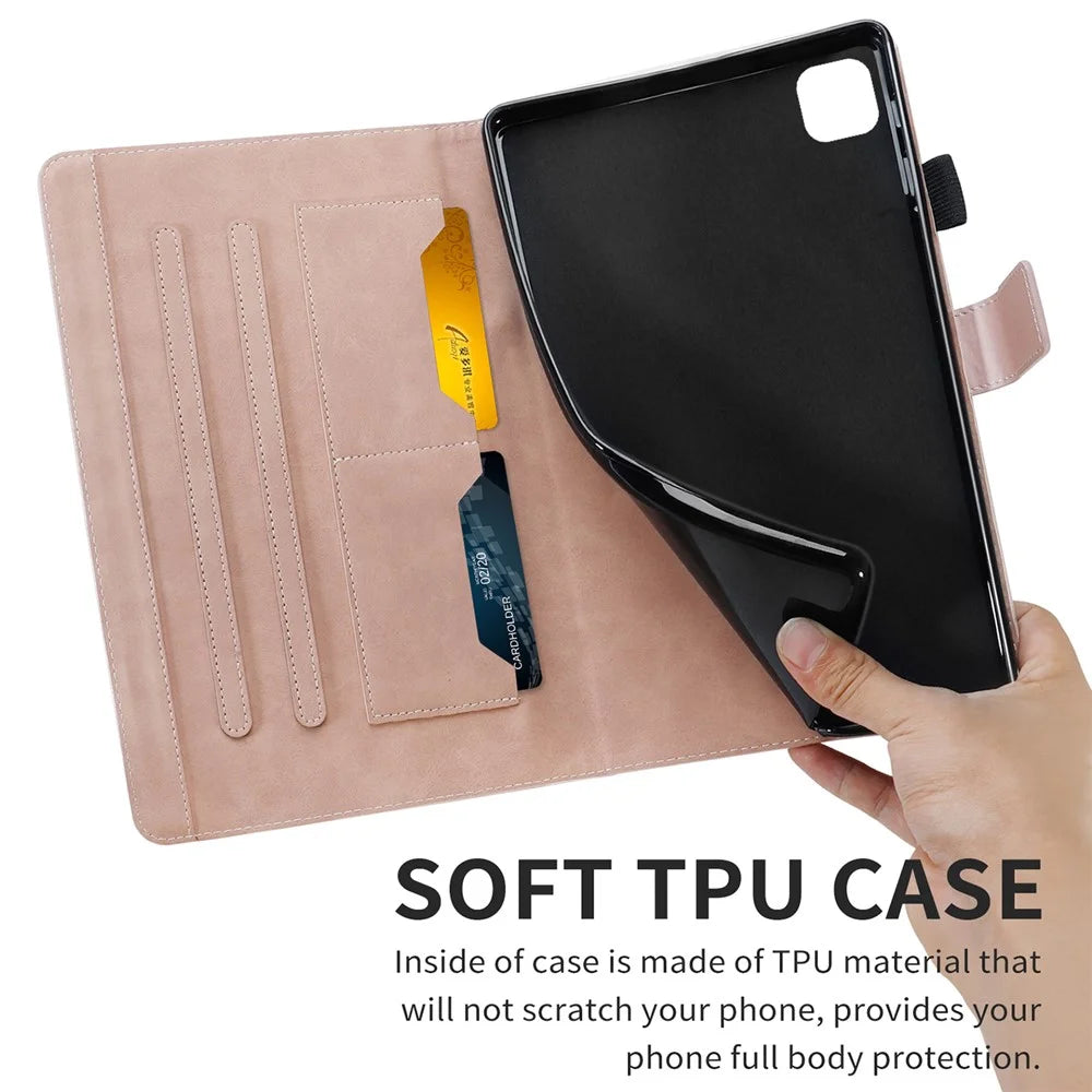 For iPad Pro 11 (2020) / (2021) / (2022) Stand Case Card Holder Cartoon Animal Pattern Leather Cover - Rose Gold - 5
