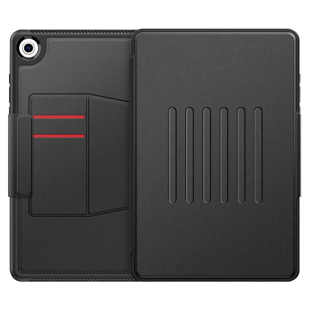 For Samsung Galaxy Tab A11+ / A9+ Kickstand Case Card Slot Tablet Leather Cover - Black - 2
