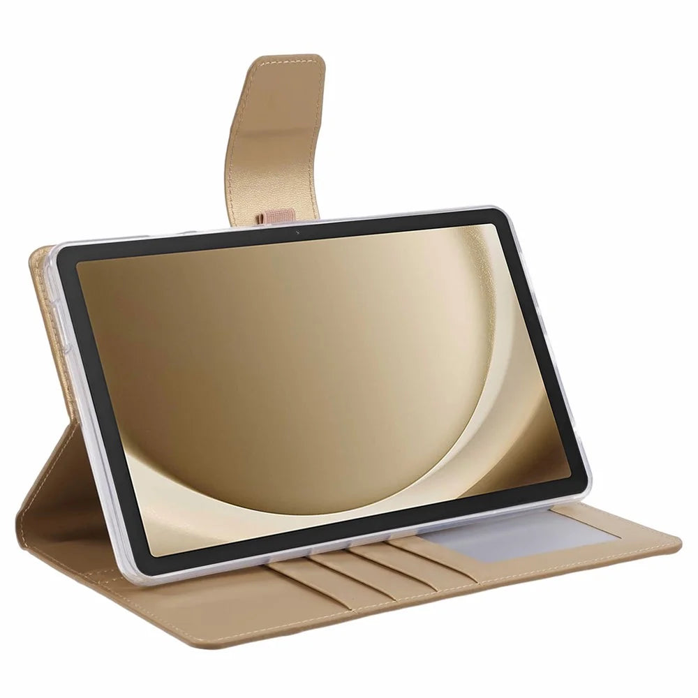 HANMAN Mill Series for Samsung Galaxy Tab A9+ Leather Case Folio Flip Tablet Wallet Cover - Champagne Gold - 5