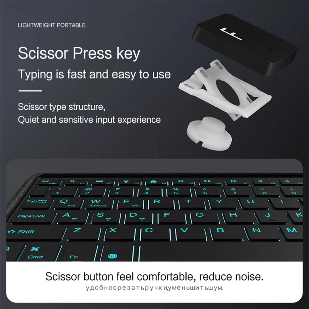 For Oppo Pad Air 2 Leather Case + Bluetooth-compatible Keyboard with Backlight Trackpad - 7