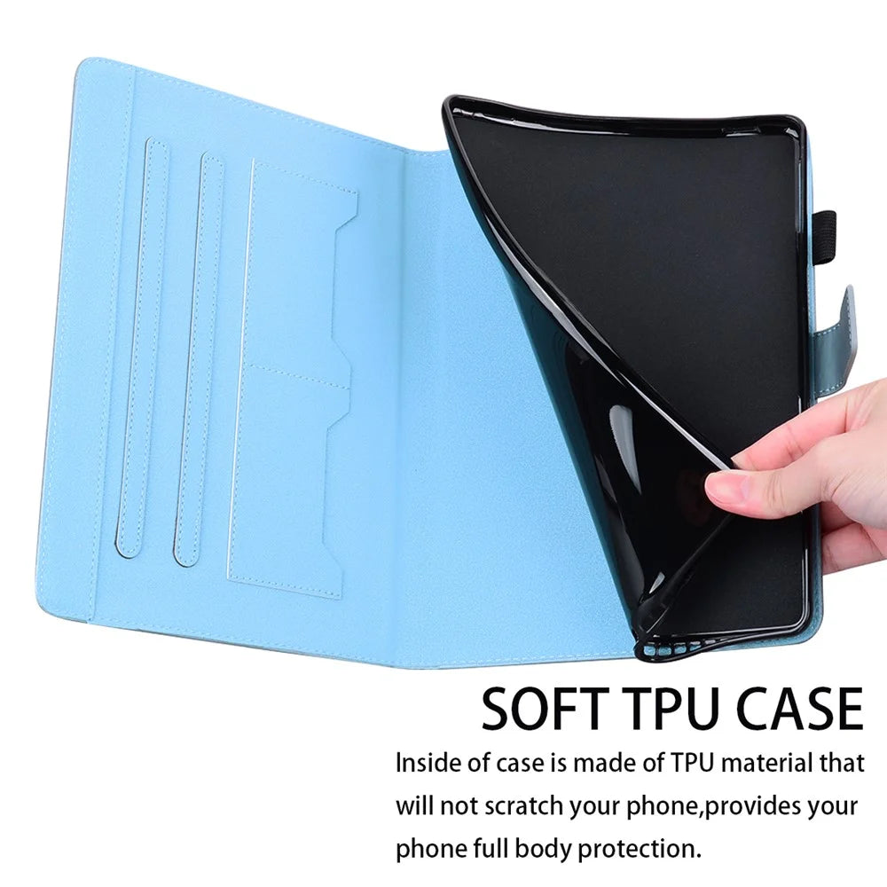 For Samsung Galaxy Tab A9+ Tablet Case Leather Cover Cartoon Animal Pattern - Blue - 7