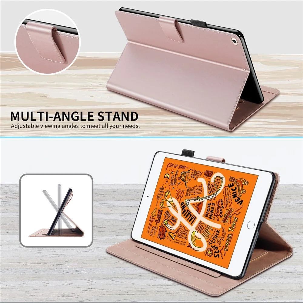 For iPad mini (2019) 7.9 inch / mini 4 / mini 3 / mini 2 / mini Tablet Case Leather Card Holder Cover - Rose Gold - 6