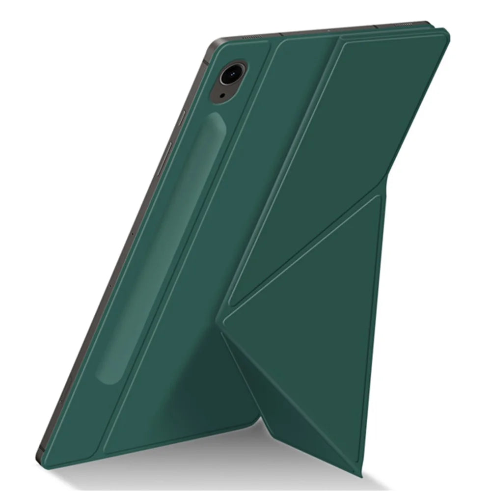 For Samsung Galaxy Tab S10 FE / S9 FE / S9 Case Magnetic V-Fold Stand Tablet Cover with Auto Sleep  /  Wake - Green - 4