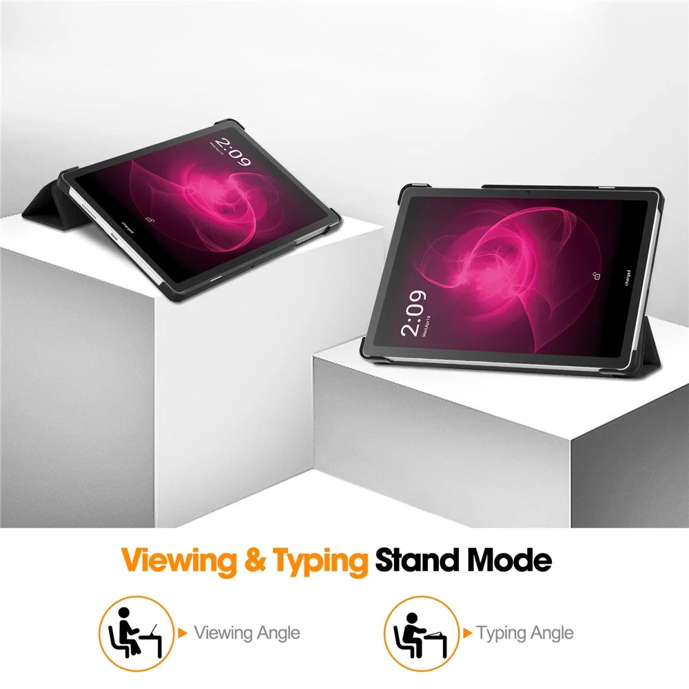 For T-Mobile REVVL Tab Tri-fold Stand Smart Case PU Leather Tablet Cover - Black - 4