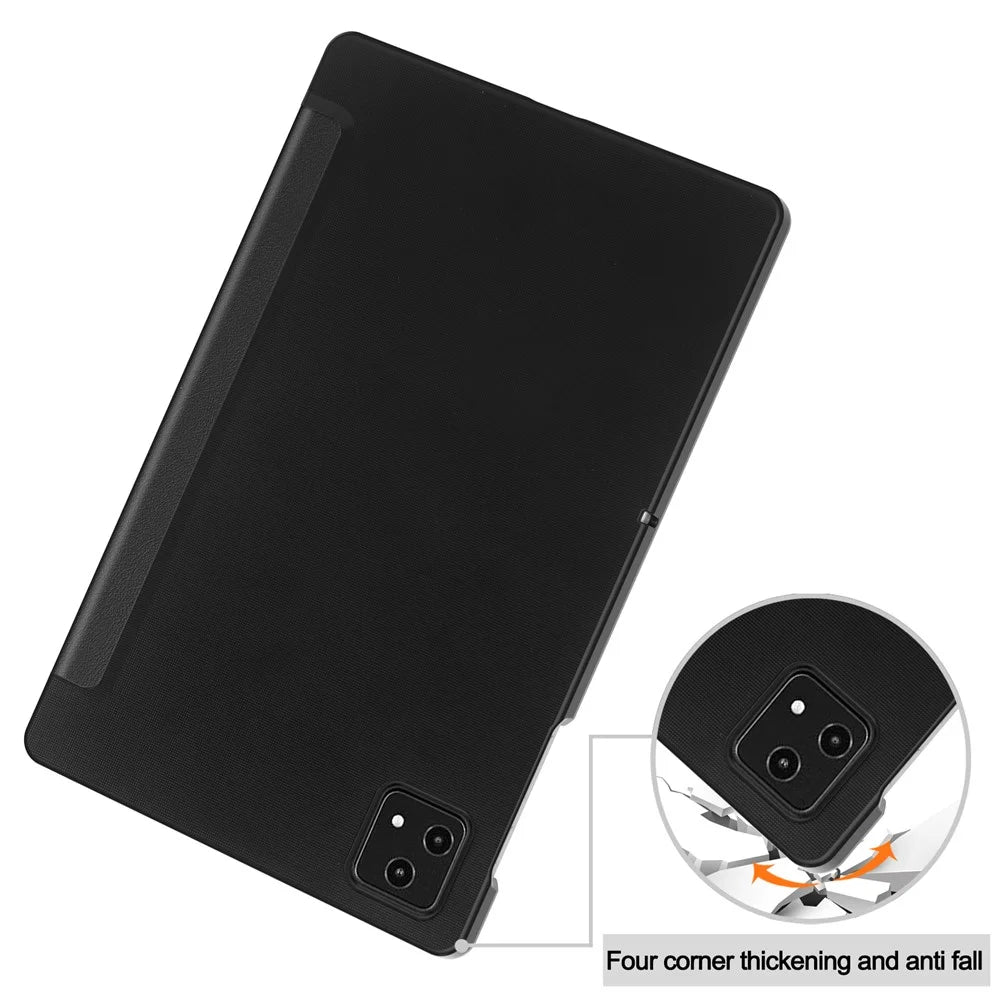 For T-Mobile REVVL Tab Tri-fold Stand Smart Case PU Leather Tablet Cover - Black - 6