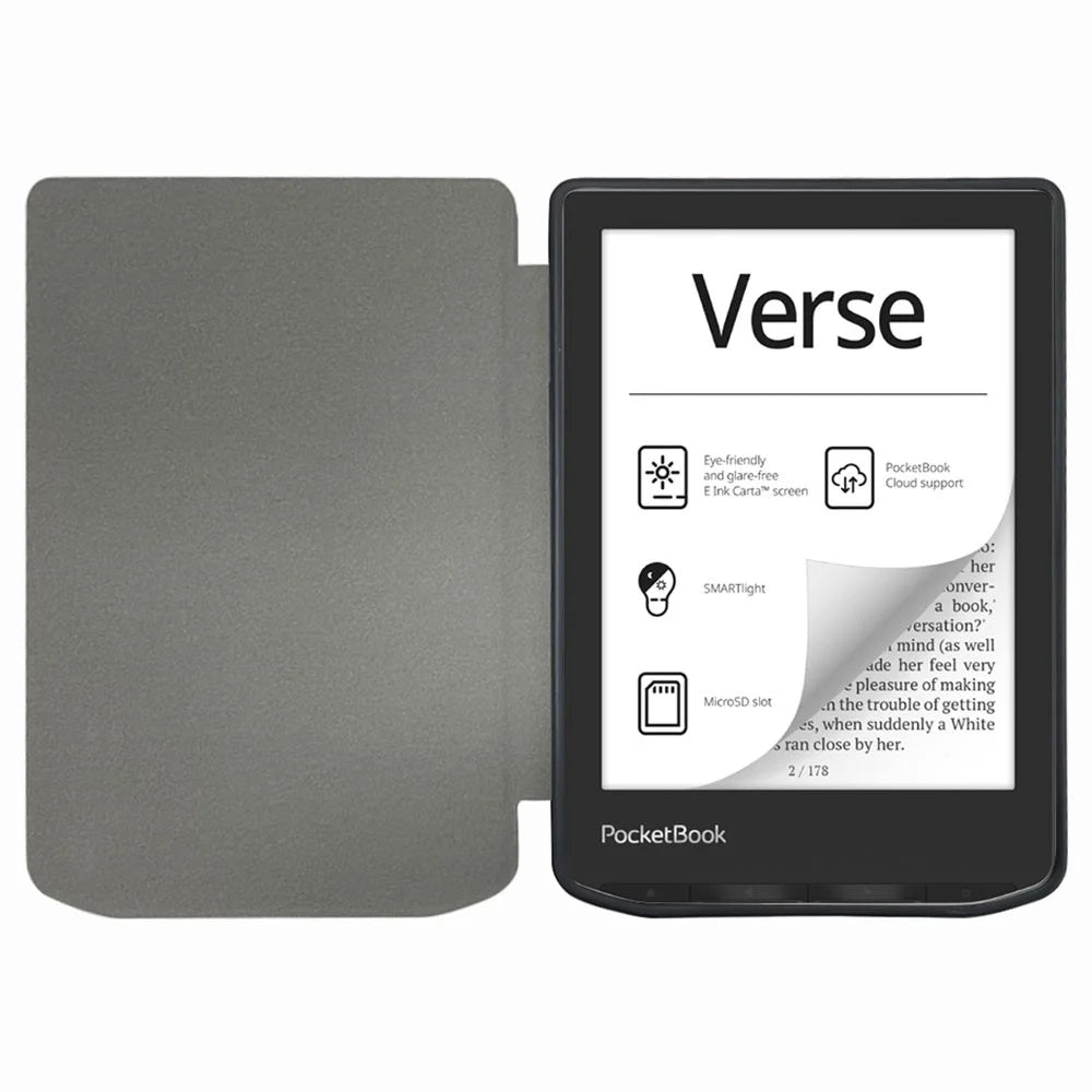 For Pocketbook Verse Pro PB629 / 634 Leather Case E-Reader Auto Sleep / Wake Protective Cover - Black - 2
