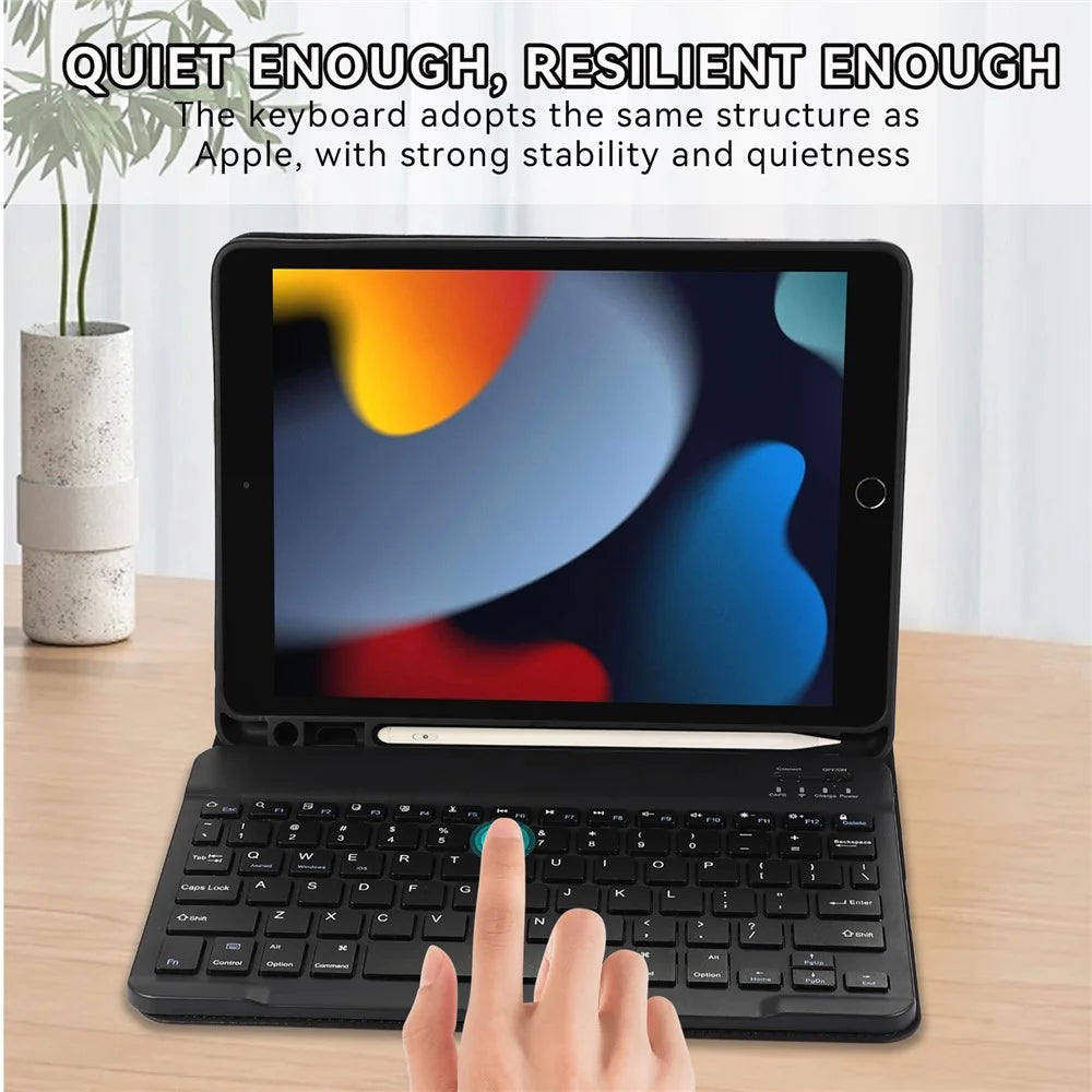 For iPad (2025) / 10.9 (2022) Detachable Bluetooth-Compatible Keyboard Leather Tablet Stand Case Cover - Black - 2