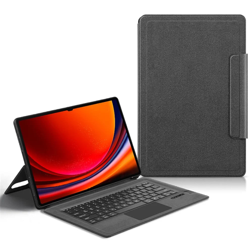 For Samsung Galaxy Tab S10 Ultra / S9 Ultra / S8 Ultra Leather Case + Touchpad Bluetooth-Compatible Keyboard (without Backlit) - 1