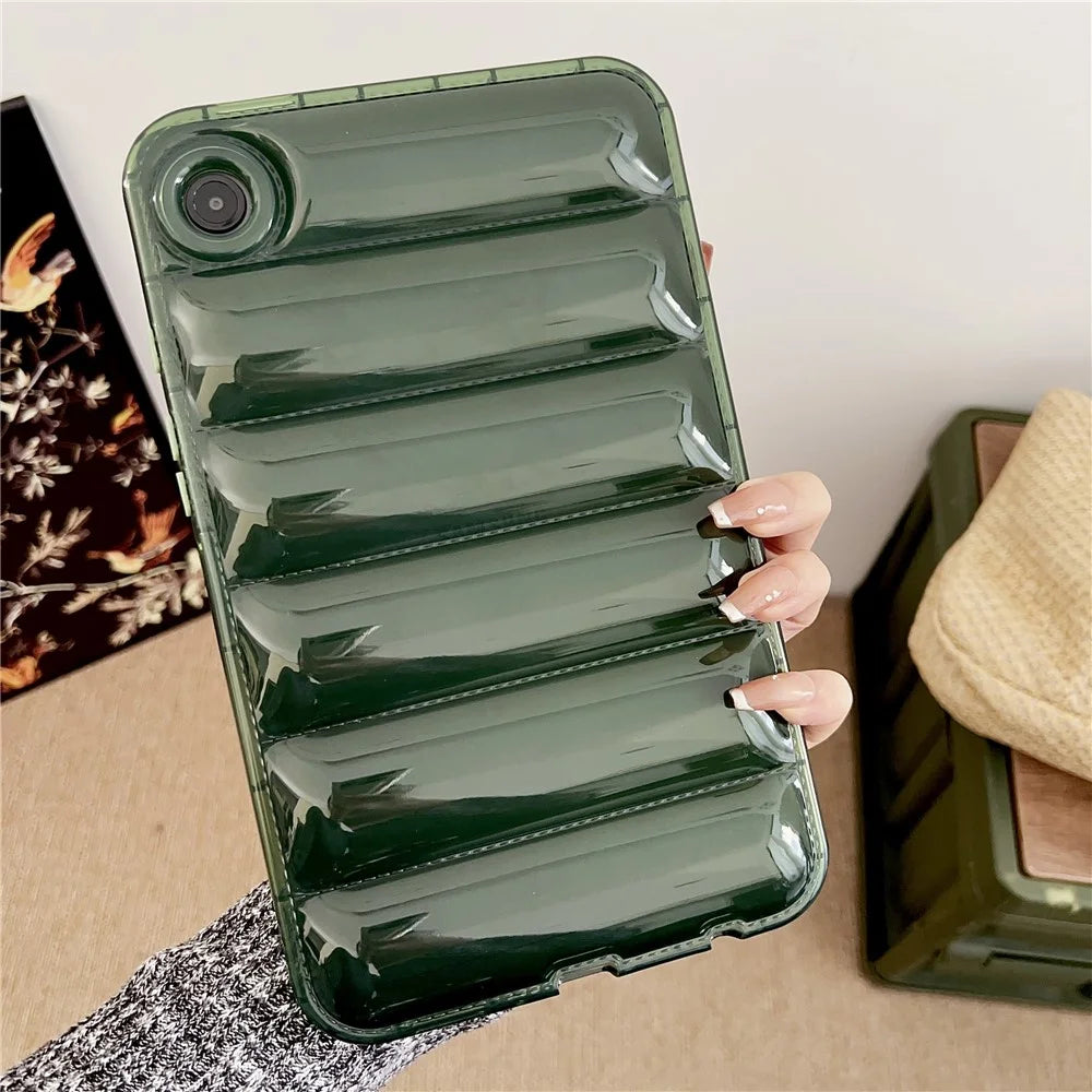 For Samsung Galaxy Tab A9 TPU Case Transparent Down Jacket Design Shock Absorption - Green - 2