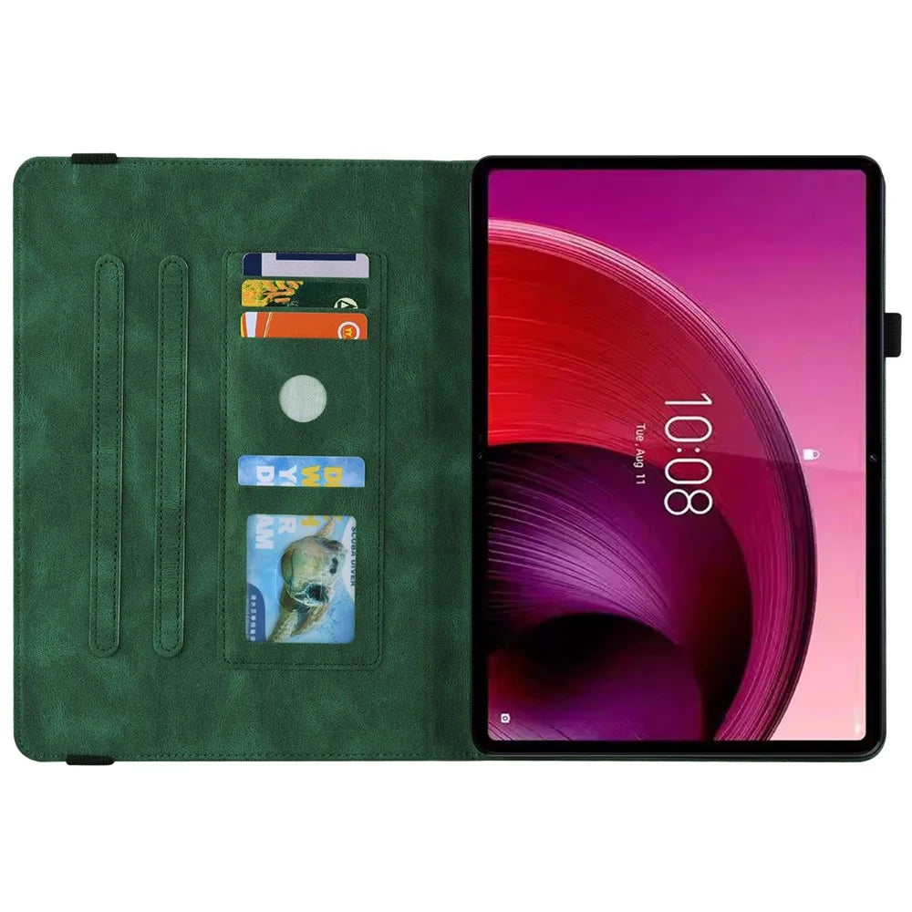 For Lenovo Tab M11 / Xiaoxin Pad 11 2024 Case Tablet Leather Cover with Card Slots - Green - 2