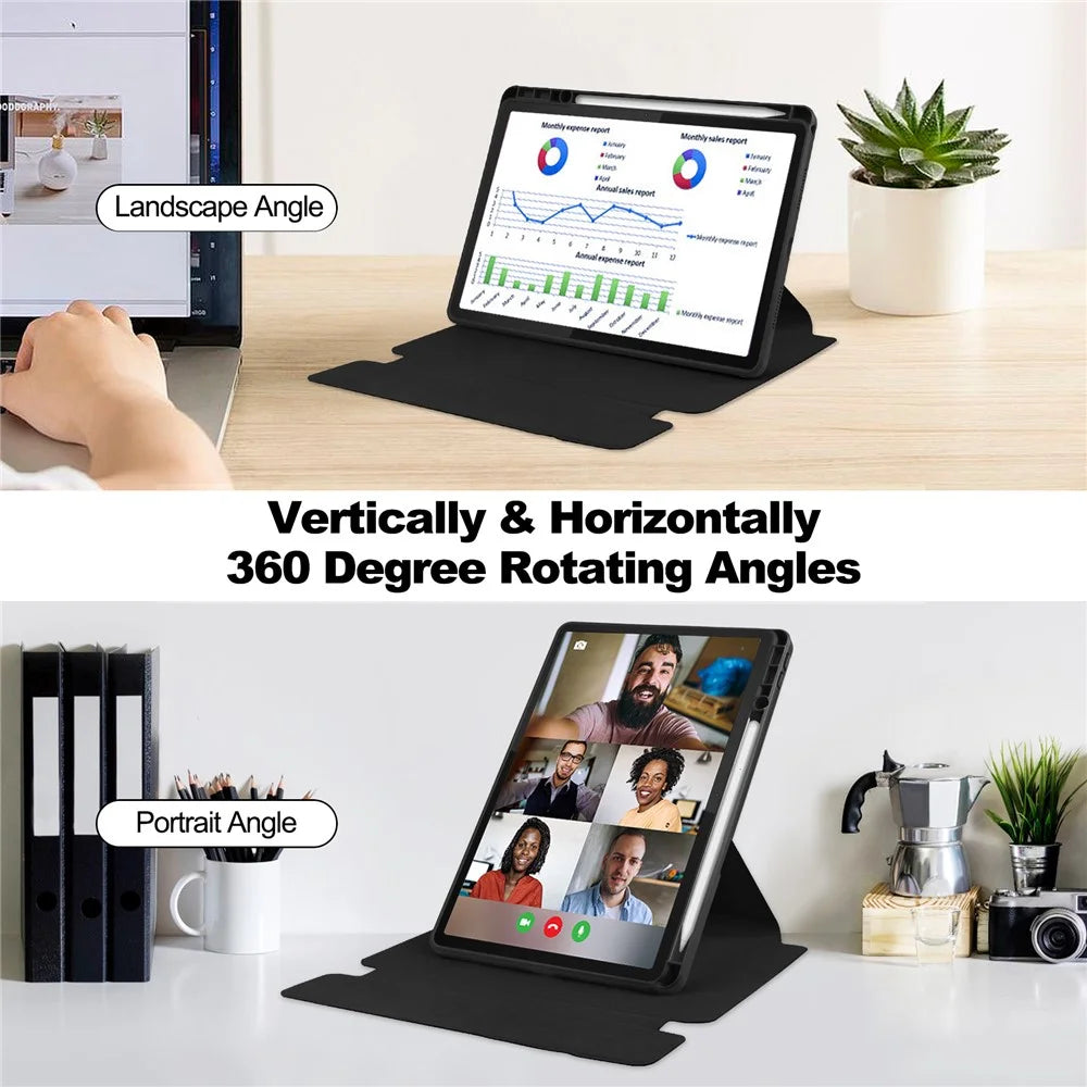 For Lenovo Idea Tab / Tab M11 / Xiaoxin Pad 11 2024 Case PU+Acrylic Tablet Stand Cover with Bluetooth-compatible Keyboard - Black - 2