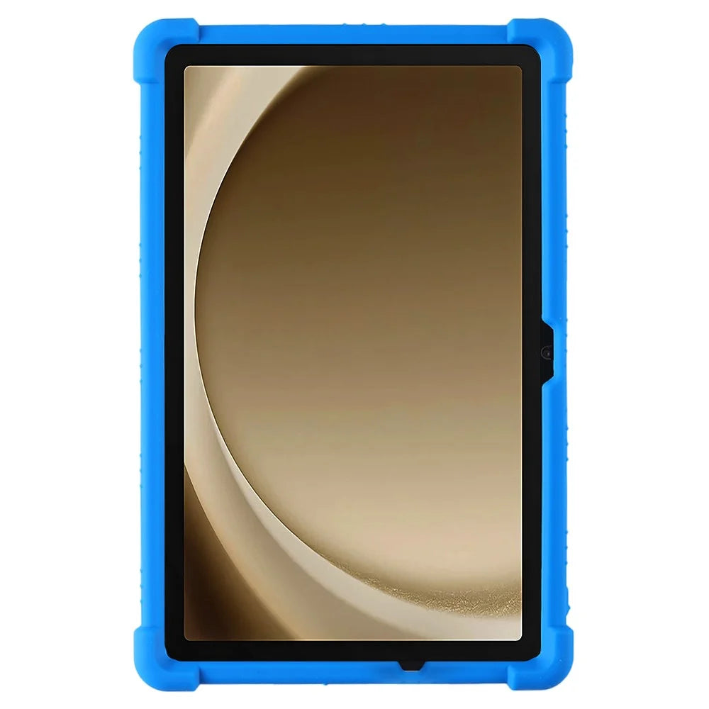 For Samsung Galaxy Tab A9+ Case PC Kickstand Anti-scratch Soft Silicone Tablet Cover - Dark Blue - 2