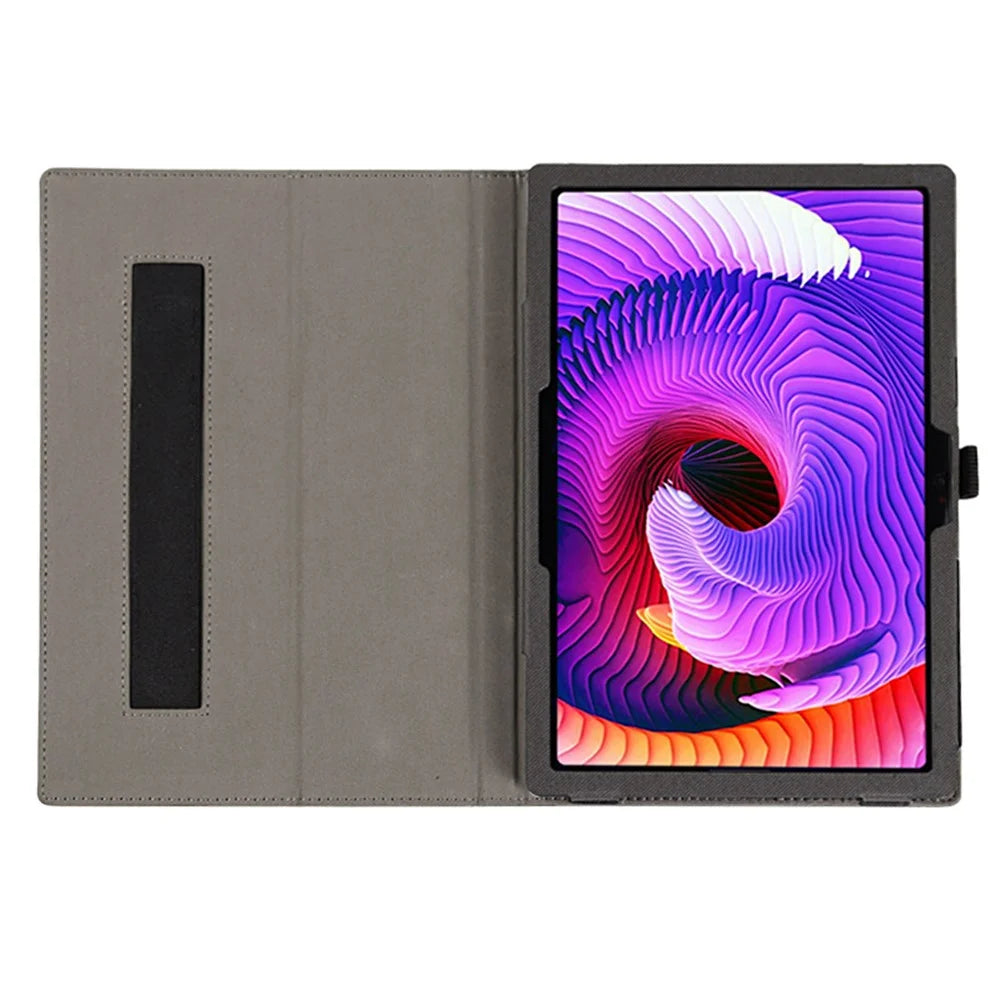 For T-Mobile REVVL Tab Case Skin-touch Leather Stand Tablet Cover with Wristband Design - Black - 2