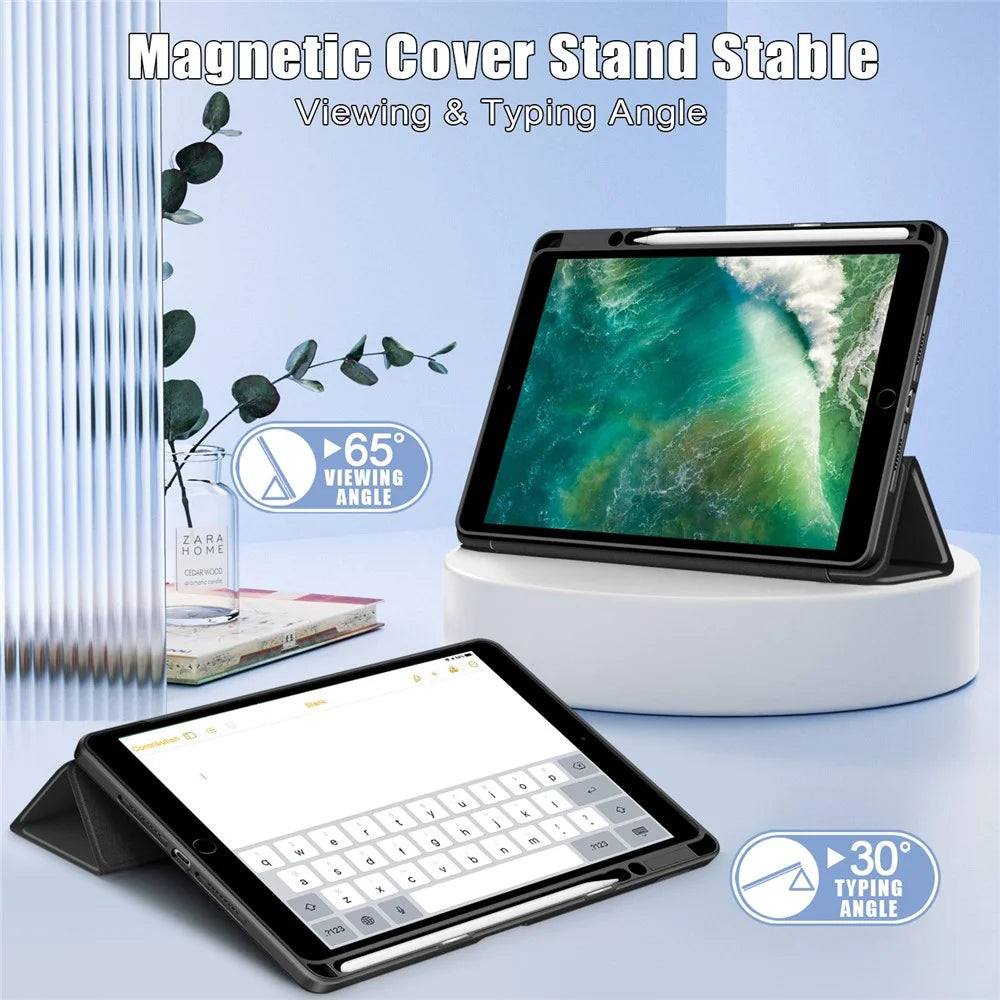 Case for iPad 10.2 (2019) / (2020) / (2021) / iPad Pro 10.5-inch (2017) / Air 10.5 inch (2019) Tri-fold Stand Leather Cover - Black - 4