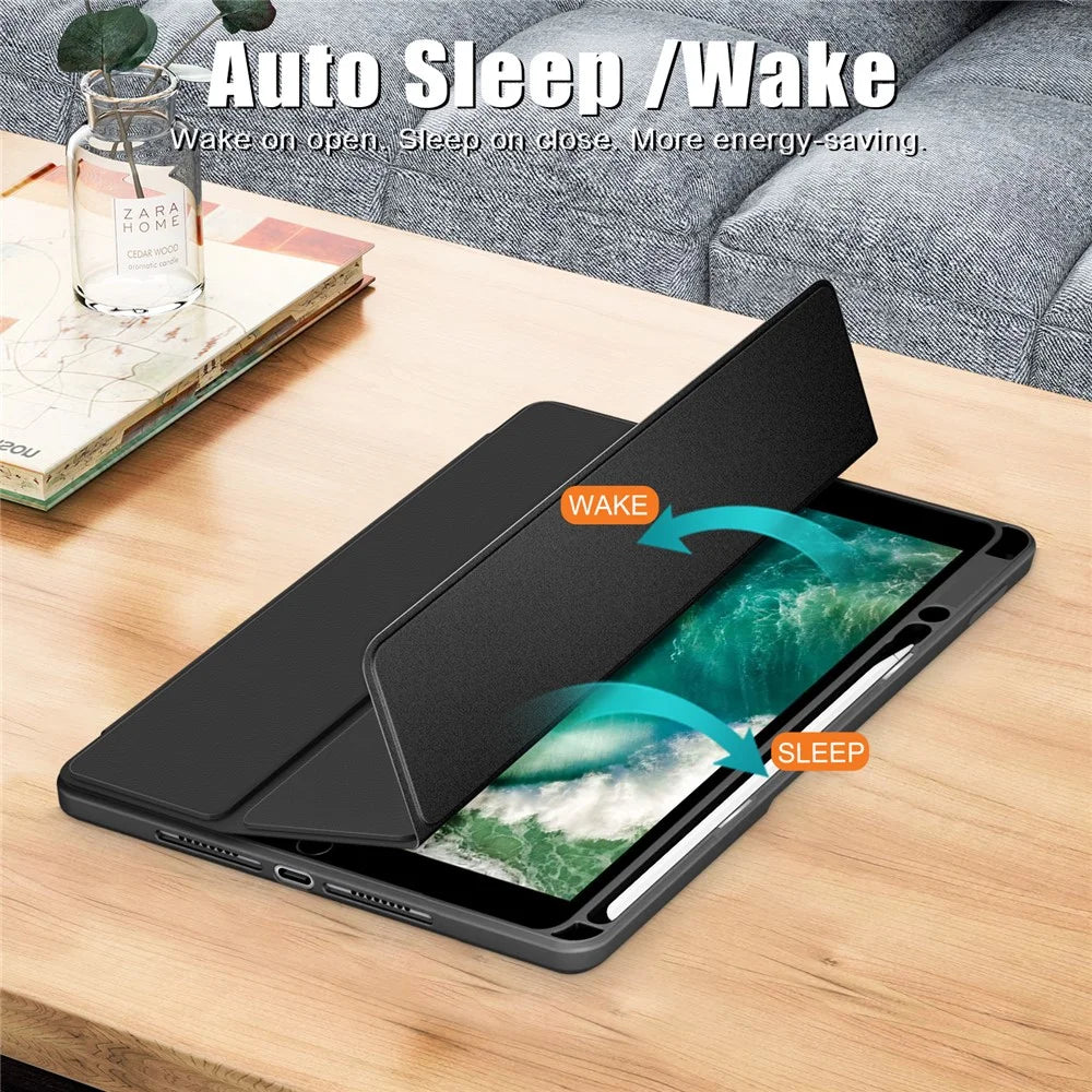 Case for iPad 10.2 (2019) / (2020) / (2021) / iPad Pro 10.5-inch (2017) / Air 10.5 inch (2019) Tri-fold Stand Leather Cover - Black - 5