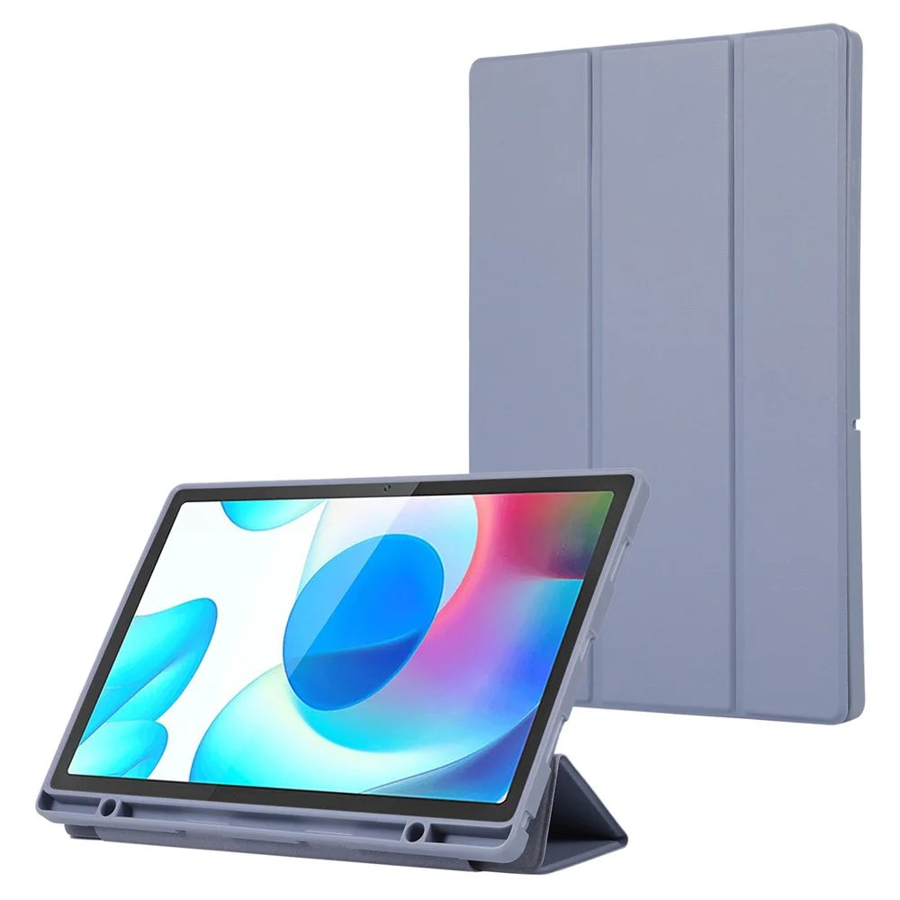 For Samsung Galaxy Tab A11+ / A9+ Case Tri-fold Stand PU Leather Tablet Cover with Pen Slot - Purple - 1