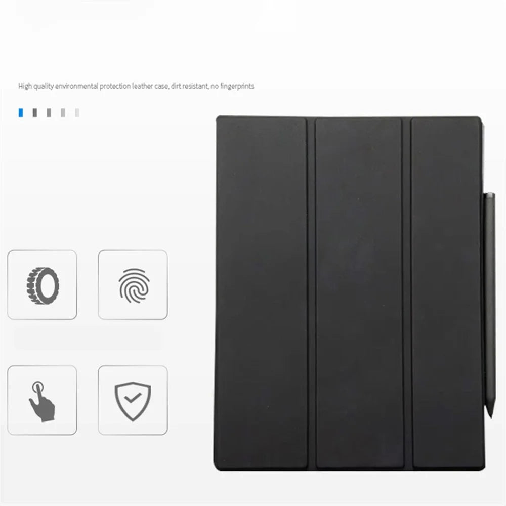 For Remarkable 2 Case Double-Side Magnetic PC+PU Leather Stand E-Reader Cover - Black - 7