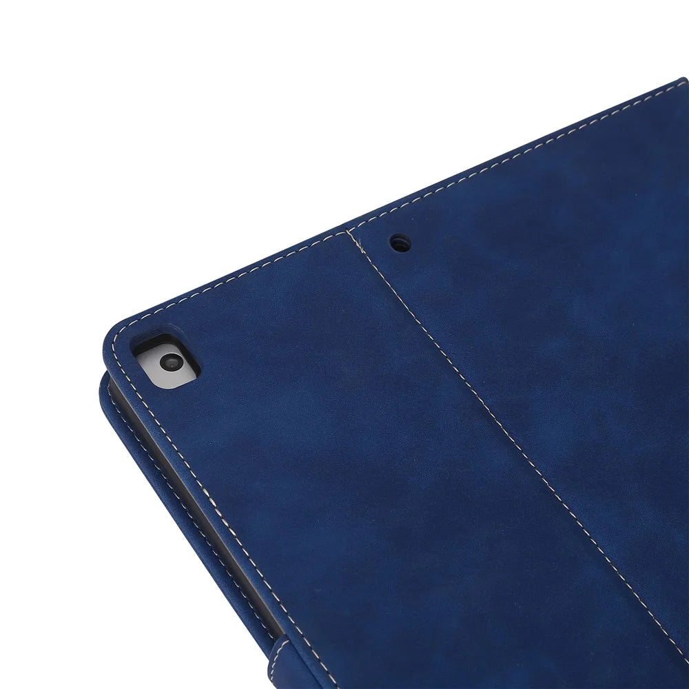 For iPad 10.2 (2021)  /  (2019)  /  (2020)  /  Air 10.5 inch (2019) Case Wallet Calf Texture Tablet Cover with Pens Slot - Dark Blue - 7