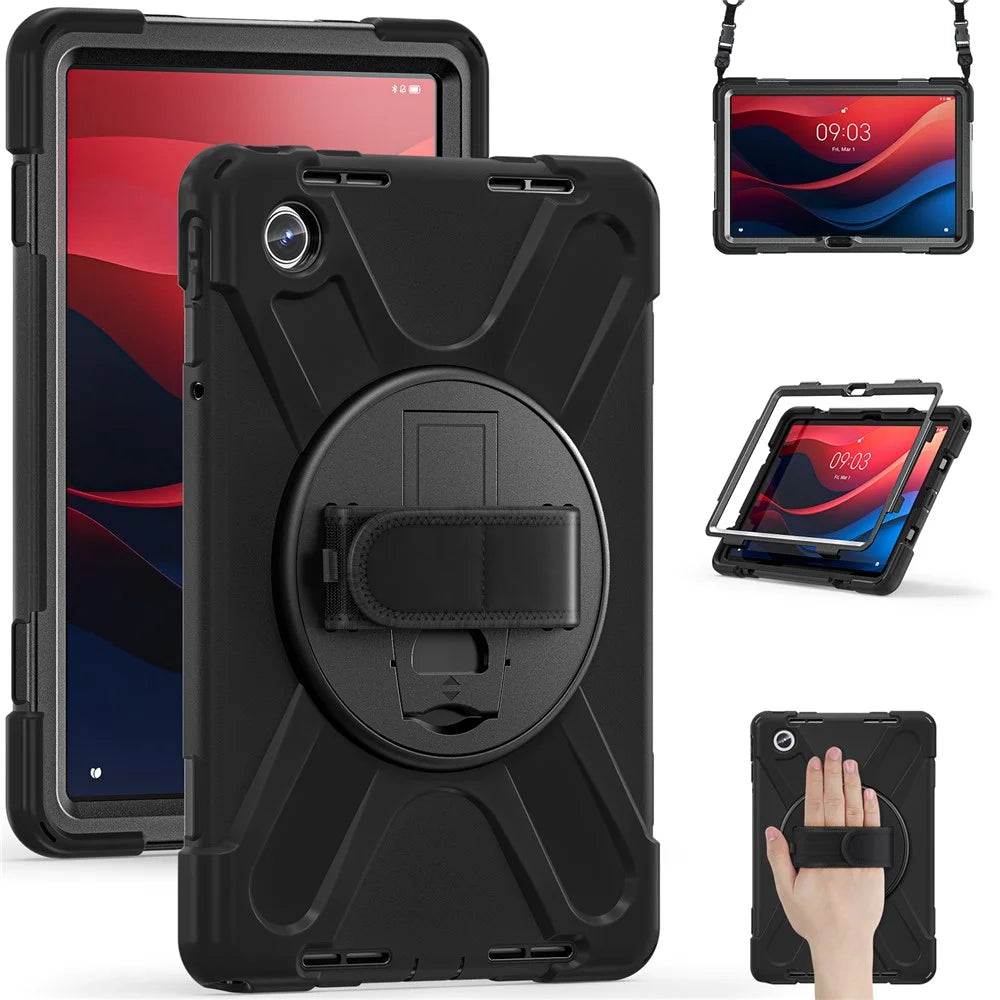 For Lenovo Tab M11 TB-330FU / 331FC / Xiaoxin Pad 11 2024 Case PC+Silicone Tablet Cover with Shoulder Strap - Black - 4