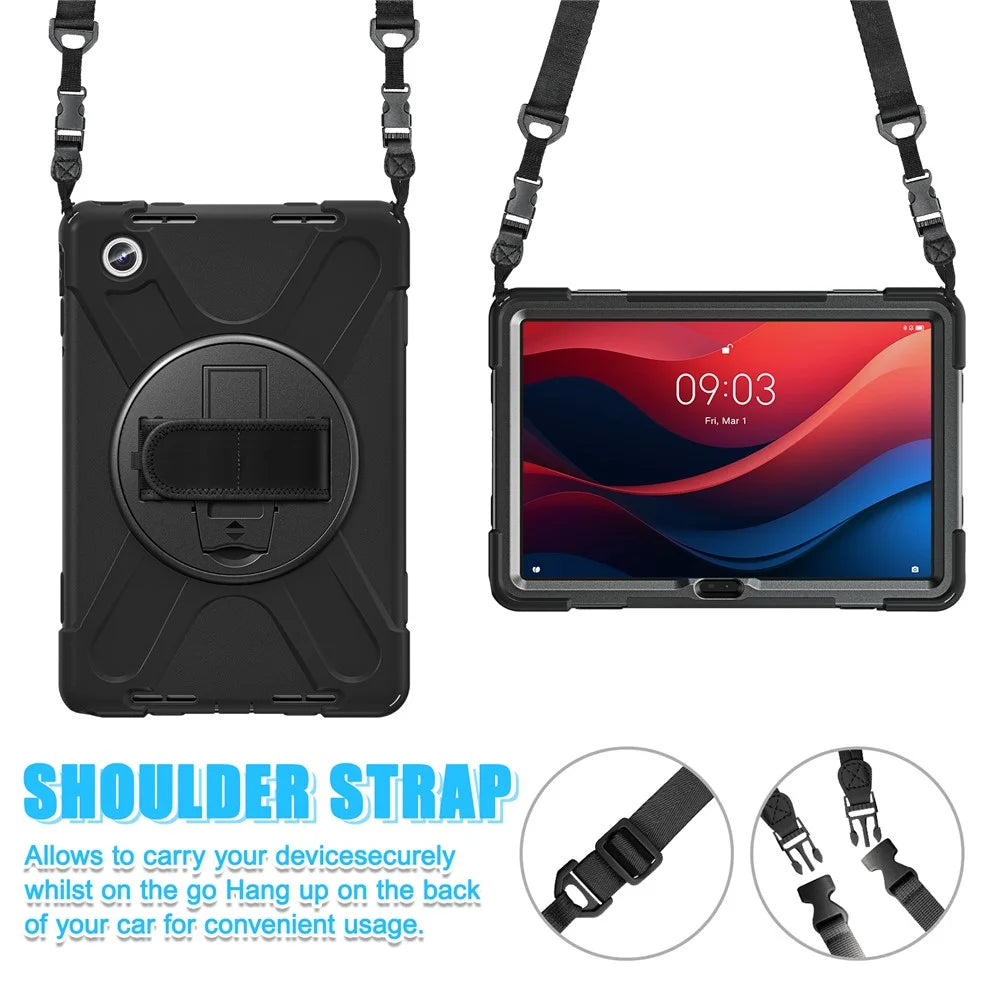For Lenovo Tab M11 TB-330FU / 331FC / Xiaoxin Pad 11 2024 Case PC+Silicone Tablet Cover with Shoulder Strap - Black - 6