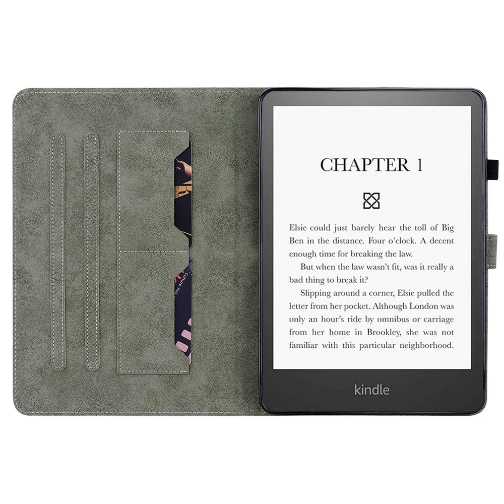 For Amazon Kindle Paperwhite (2024) / Kindle Colorsoft Case Card Slots PU Leather Stand E-Reader Cover - Grey - 3