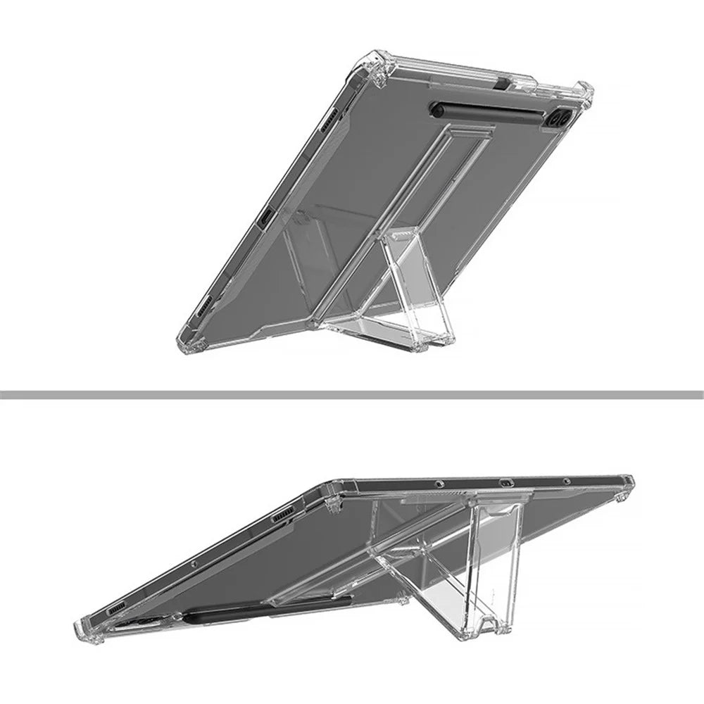 For Samsung Galaxy Tab S9+ Clear Tablet Case Airbag 4 Corners TPU Cover with PC Kickstand - 3