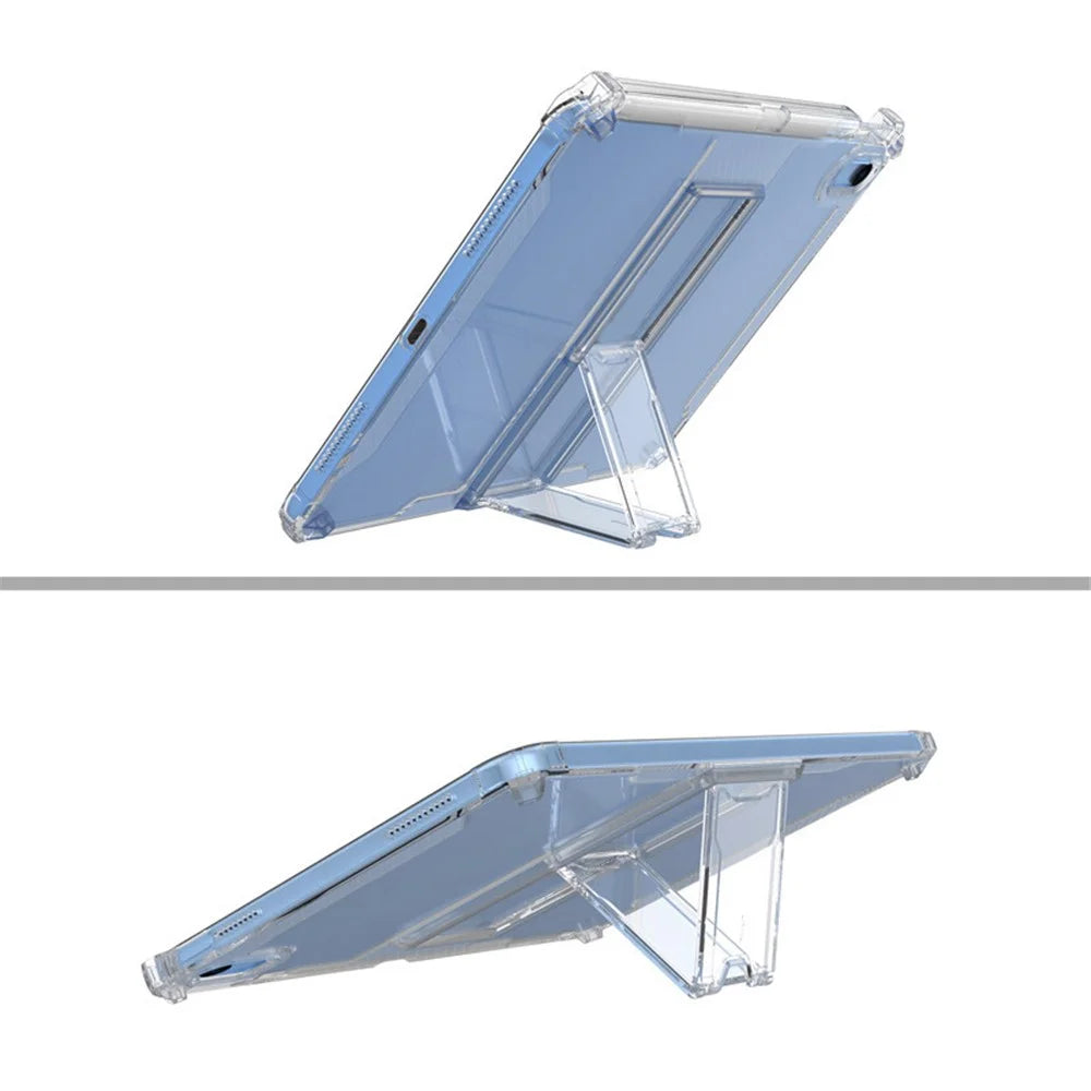 For iPad (2025) / 10.9 (2022) Tablet Case Clear TPU Airbag Corners Drop Protection Cover with PC Kickstand - 3