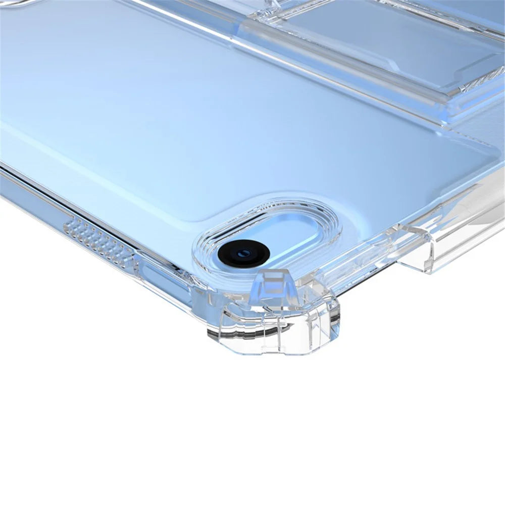 For iPad (2025) / 10.9 (2022) Tablet Case Clear TPU Airbag Corners Drop Protection Cover with PC Kickstand - 4