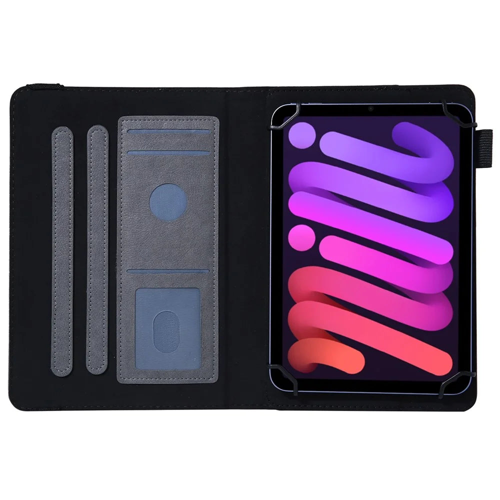For 8-Inch Tablet Case Anti-Scratch Tablet Leather Flip Cover with Card Slots - Grey - 2