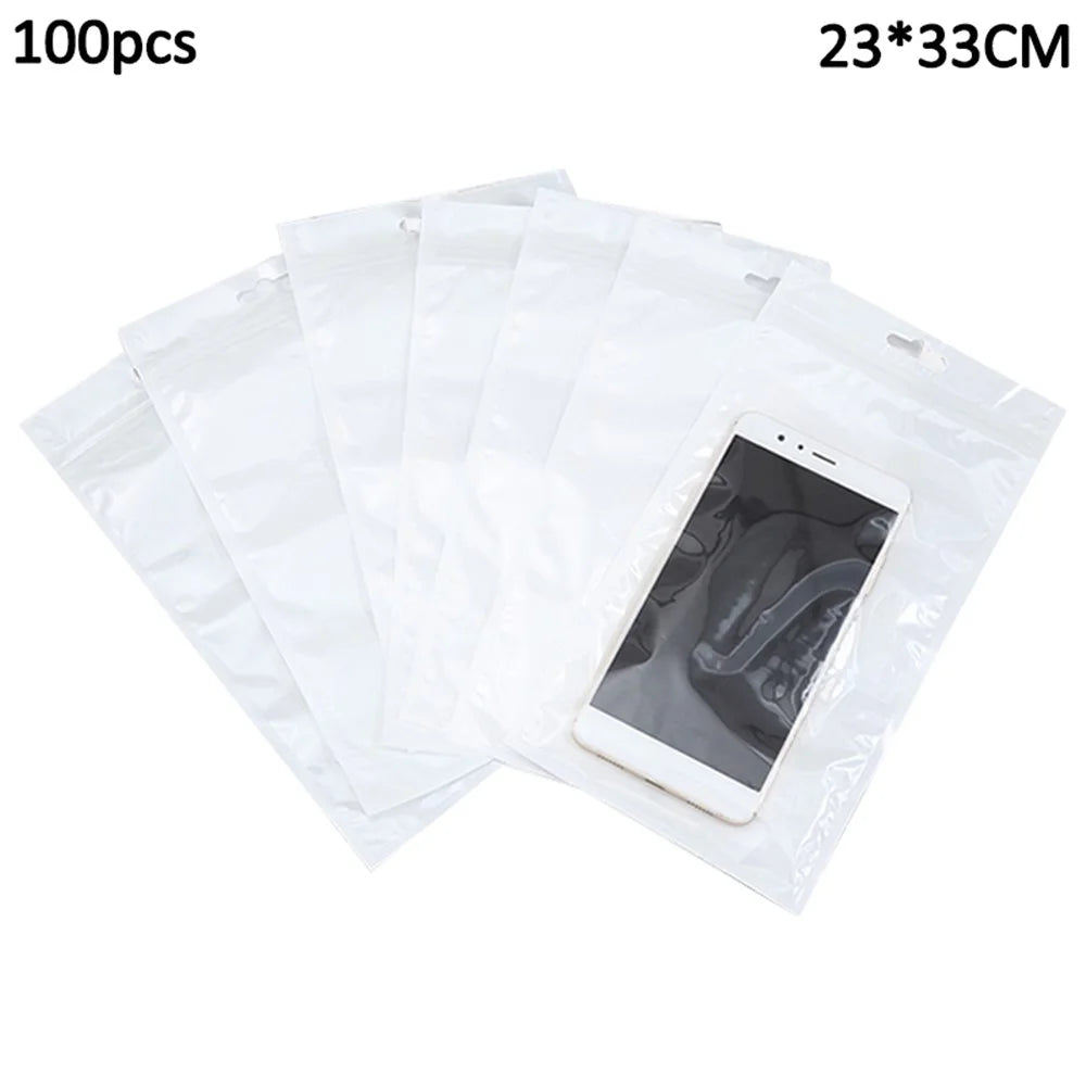 MX-030 100Pcs 23x33cm 14C Resealable Storage Pouches Pearl Film Bags for Mobile Accessories (BPA-free, No FDA Certification) - 1