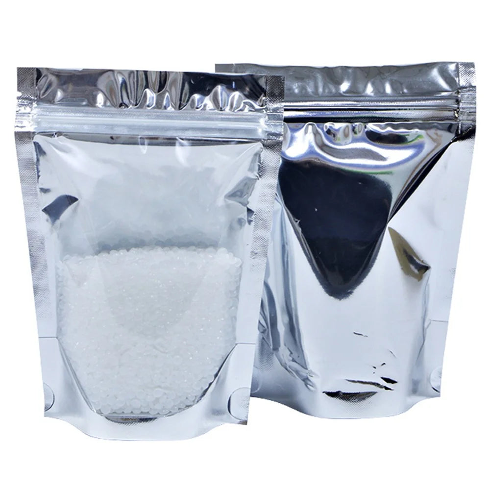 MX-009 100Pcs 22x32cm+5cm Reusable Zipper Lock Bag 16C Aluminium Foil Stand Up Pouches - 2
