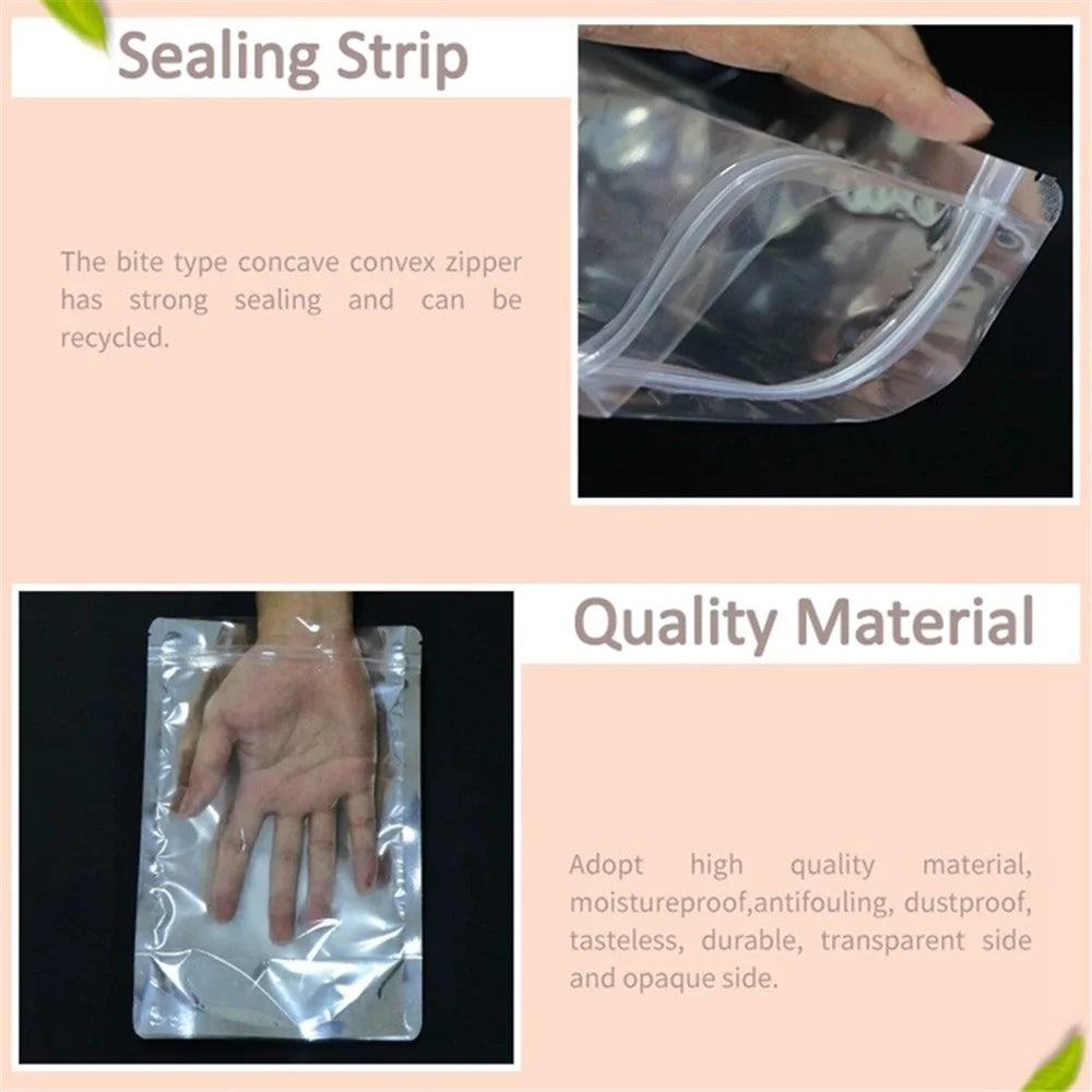 MX-009 100Pcs 22x32cm+5cm Reusable Zipper Lock Bag 16C Aluminium Foil Stand Up Pouches - 5