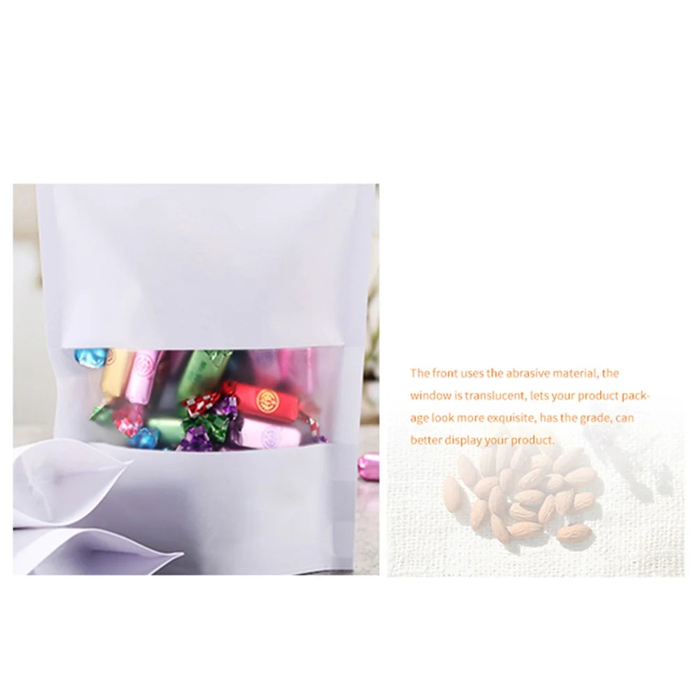 MX-007 100PCS White Kraft Paper Puches 26C Thick Food Packaging Bags 14x20+8CM (No FDA, BPA-Free) - 5