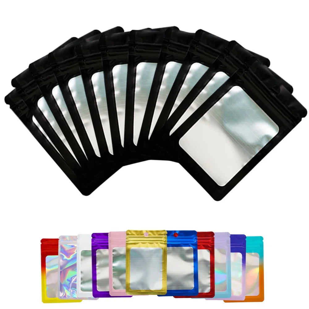 MX-109 100Pcs 11x18cm Resealable Ziplock Bags 14C Packing Pouch Bags for Electronics Dry Goods Cosmetics - Black - 6