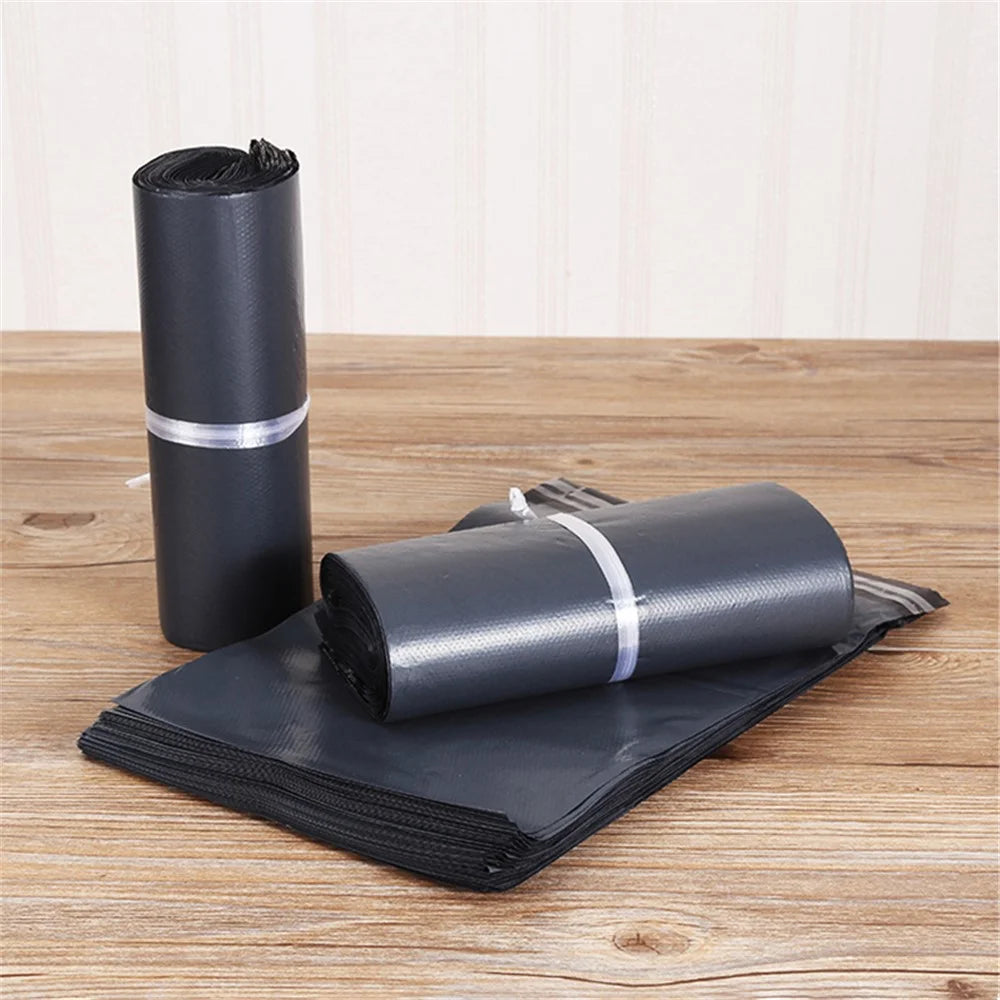 MX-060 100Pcs 25x35cm+4cm Parcel Bags PE+PO 11C Black Express Packaging Bag - 3