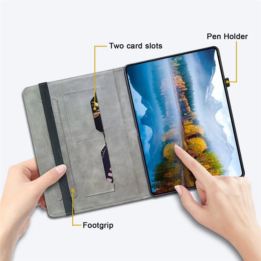 For Amazon Kindle Paperwhite 5 (2021) Case Pattern PU Leather Stand Card Slots Protective Cover - Purple Peony - 5
