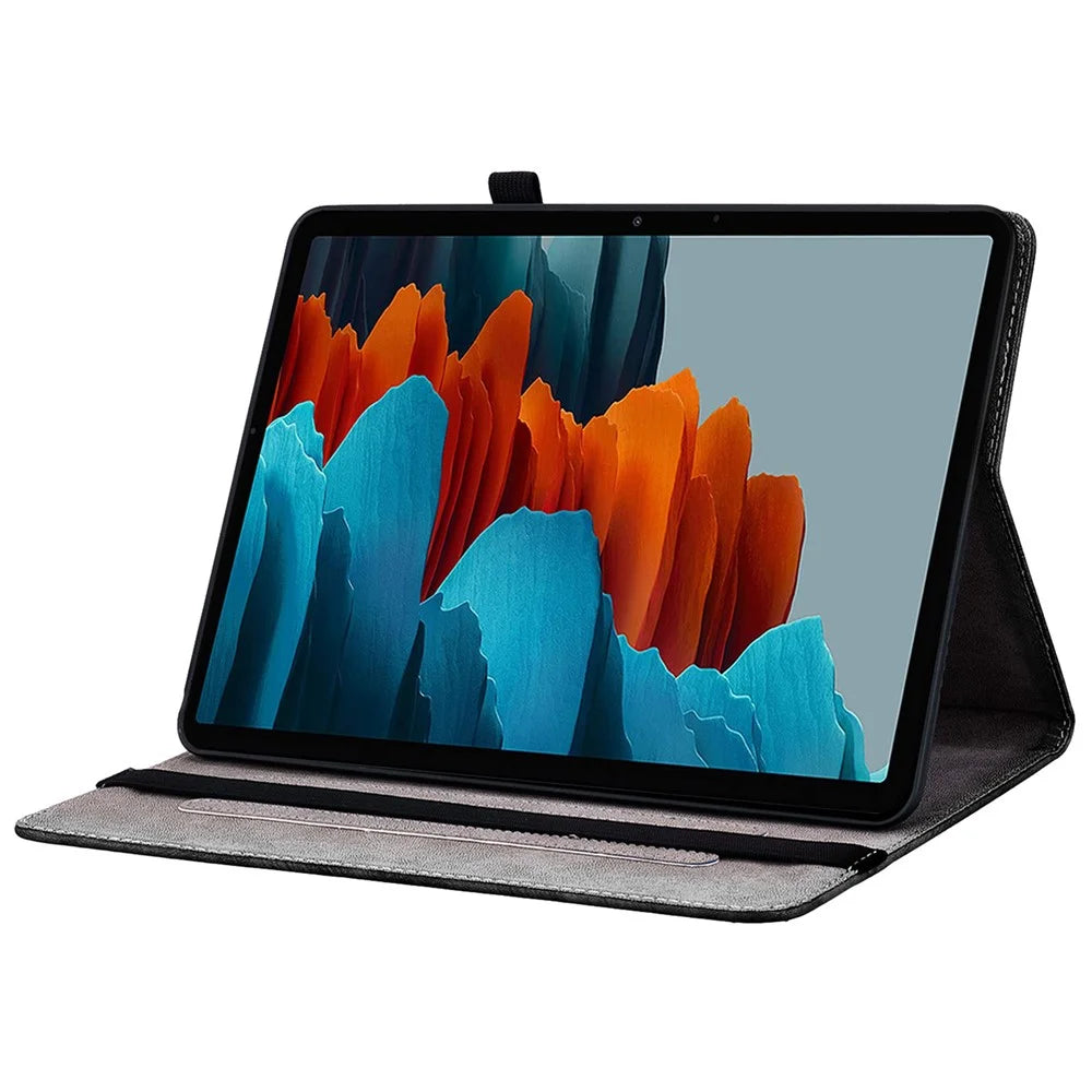 For Samsung Galaxy Tab S7+ / S7 FE / S8+ Case PU Leather Flip Cover Pattern Printing Anti-Drop Tablet Shell - Plum Blossom - 3