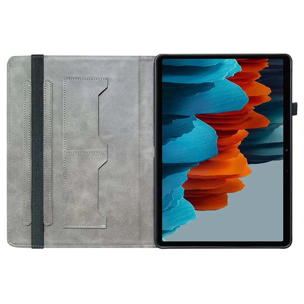 For Samsung Galaxy Tab S7 / S8 Cases Pattern Printing Flip Tablet Shell with Card Slot - Plum Blossom - 2