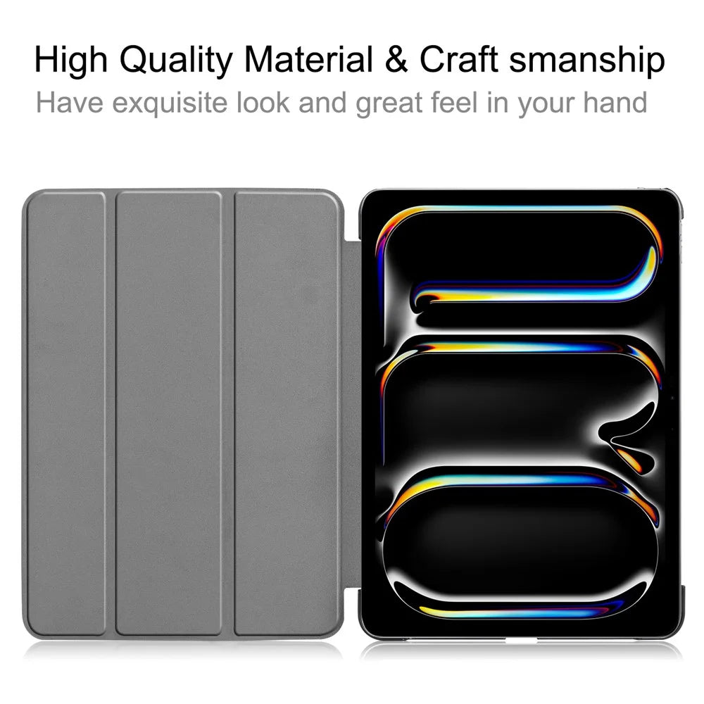 For iPad Pro 13 (2025) / 13 (2024) Case Auto Wake / Sleep Tri-Fold Stand Leather Tablet Cover - Black - 2