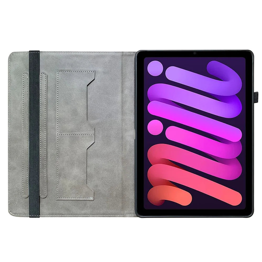 For iPad mini (2024) / mini (2021) Case Pattern PU Leather Stand Folio Tablet Cover with Card Holder - Plum Blossom - 2
