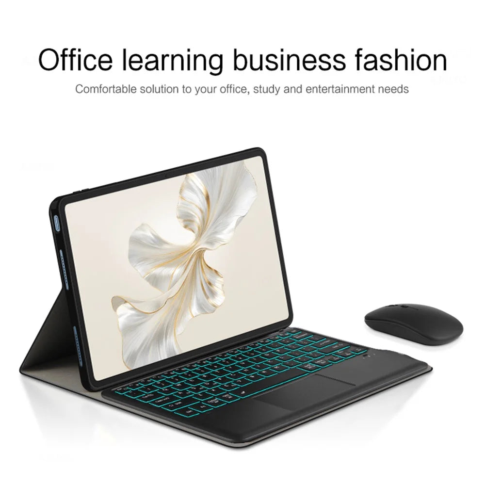 For Samsung Galaxy Tab S10 Ultra / S9 Ultra / S8 Ultra Backlight Touchpad Bluetooth-Compatible Keyboard with Pen Slot Leather Tablet Case - 2