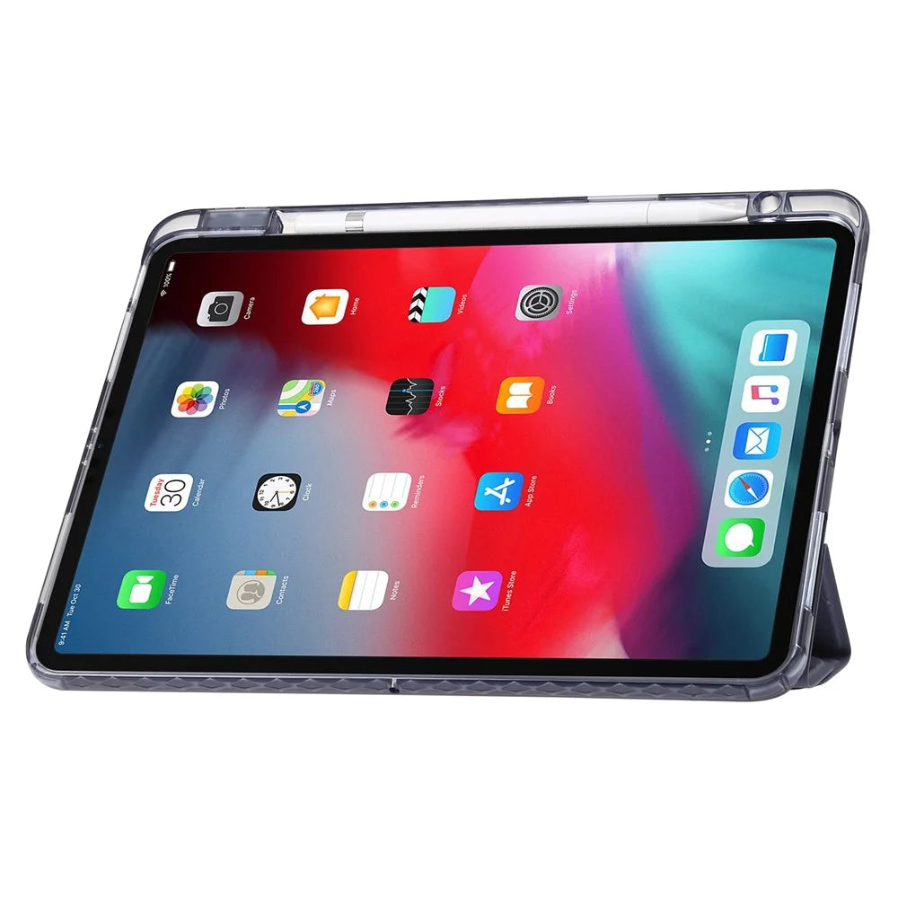 For iPad Pro 13 (2025) / 13 (2024) Case TPU+Acrylic+PU Leather Origami Stand Clear Back Tablet Cover - Lavender Purple - 2