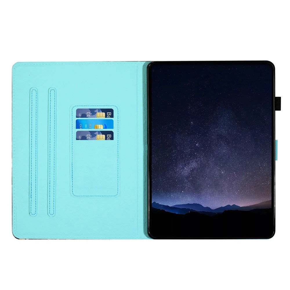 For iPad mini (2024) / mini (2021) Card Holder Case Pattern Printing Horizontal Stand Tablet Leather Cover - Cat - 2