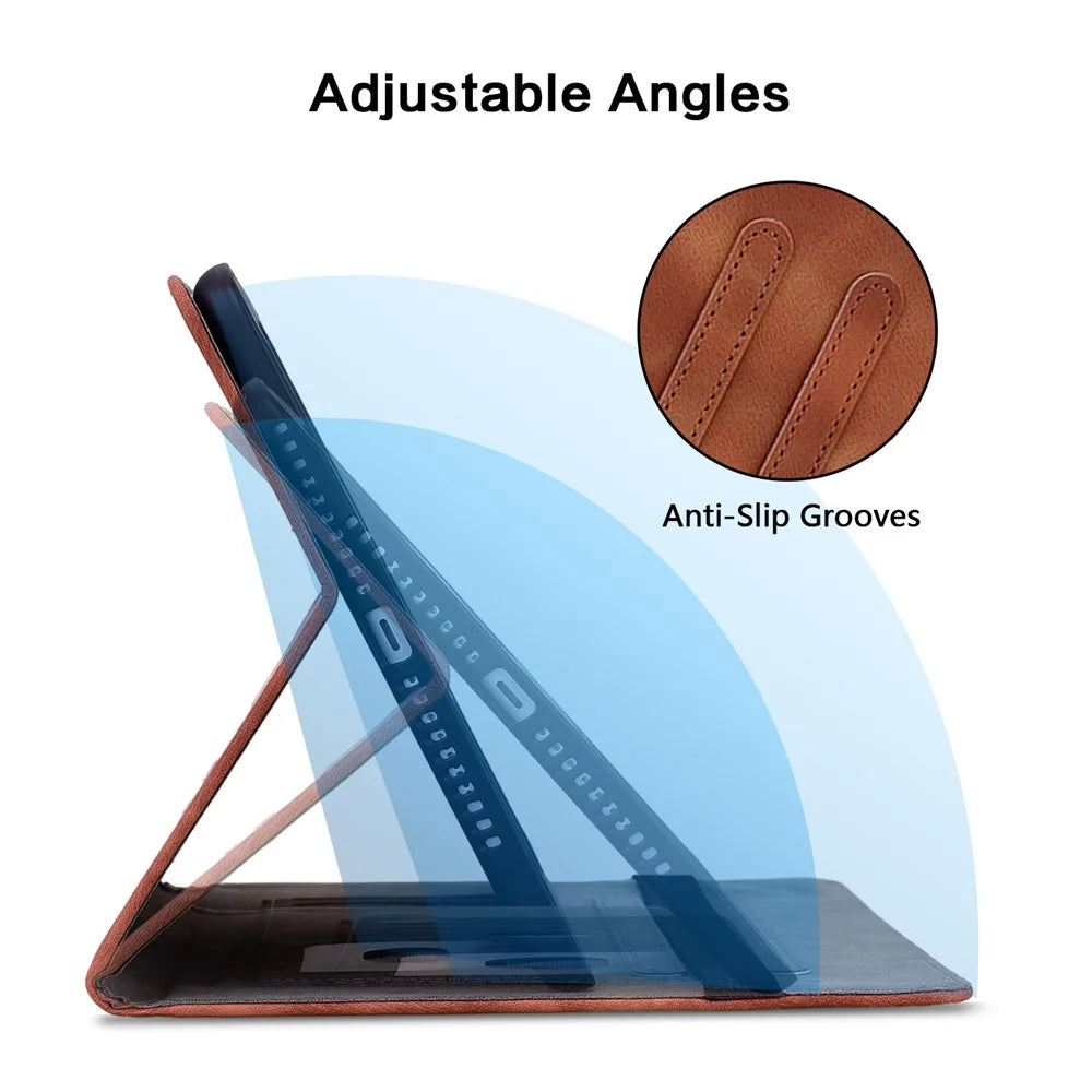 For Samsung Galaxy Tab A9+ Case with Card Slots Anti-Drop Imprint PU Leather Tablet Cases - Brown - 7