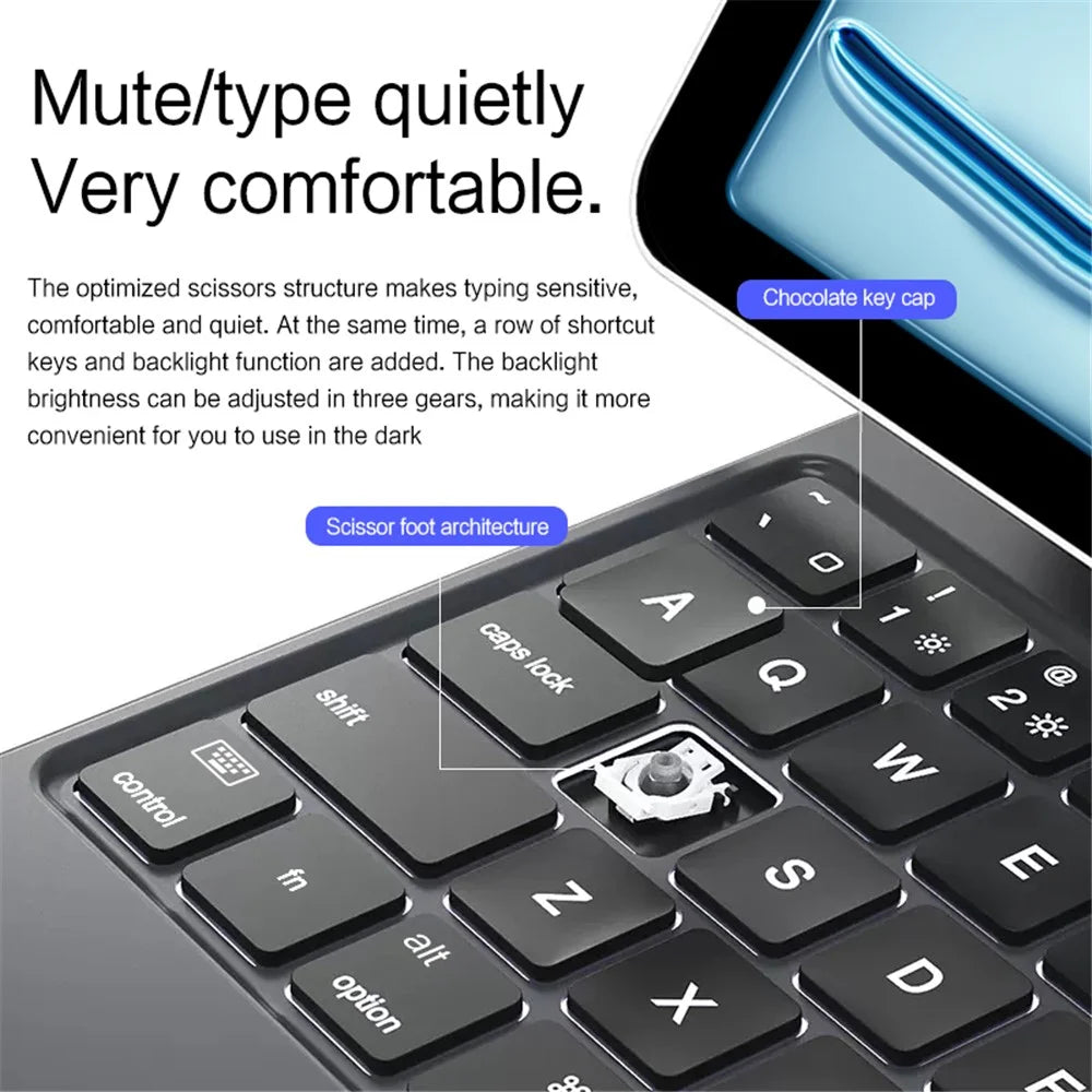 For iPad Air 13 (2026) / (2025) / (2024) / iPad Pro 12.9 (2022) / (2021) / (2020) / (2018) Magnetic Floating Keyboard Case Bluetooth-Compatible Keyboard with Touchpad - Black - 3