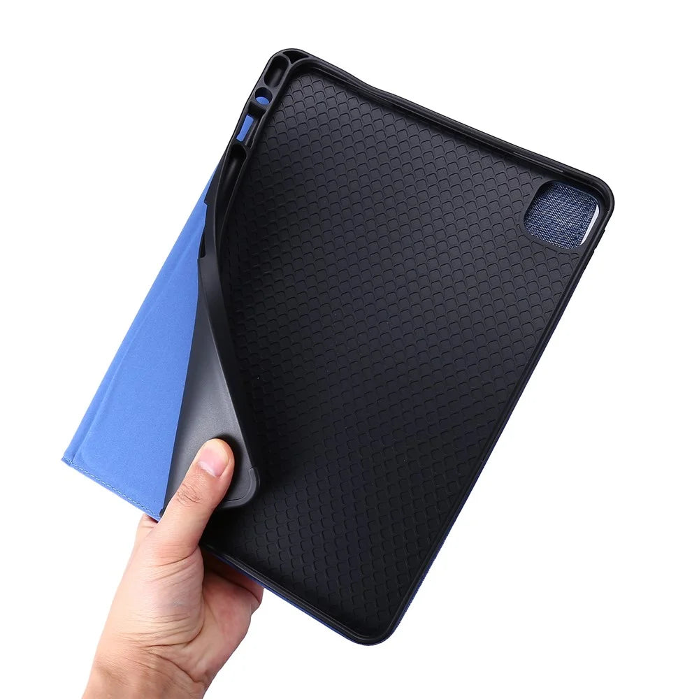 For iPad Pro 13 (2025) / 13 (2024) Case Card Slots Stand Leather Tablet Cover with Pen Holder - Blue - 6