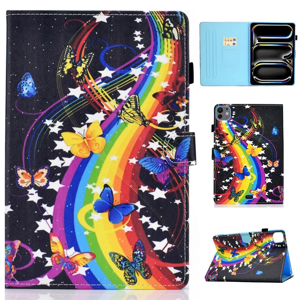 For iPad Pro 11 (2025) / 11 (2024) Case PU Leather+TPU Tablet Protective Cover Pattern Printing Full Protection Shell - Music Butterfly - 1