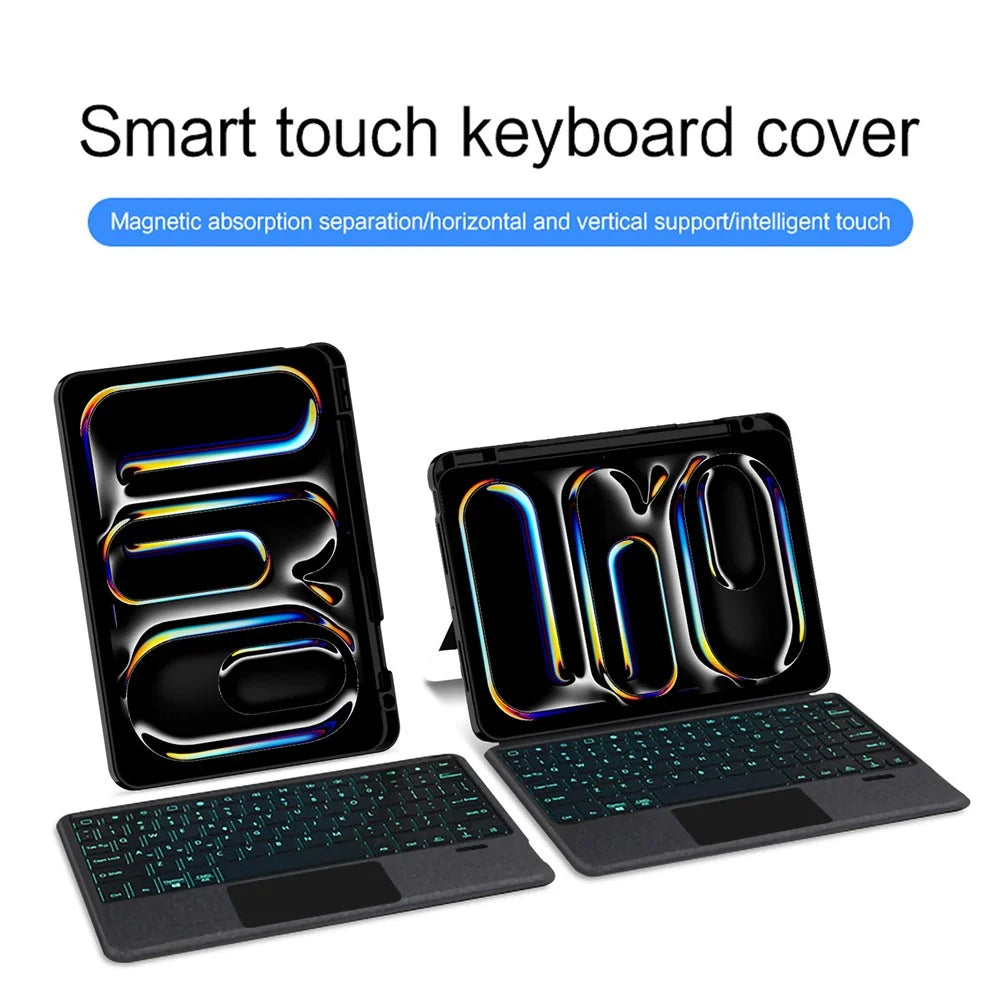 For iPad Pro 13 (2025) / 13 (2024) Leather Case + Bluetooth-compatible Keyboard with Backlight Trackpad - 4