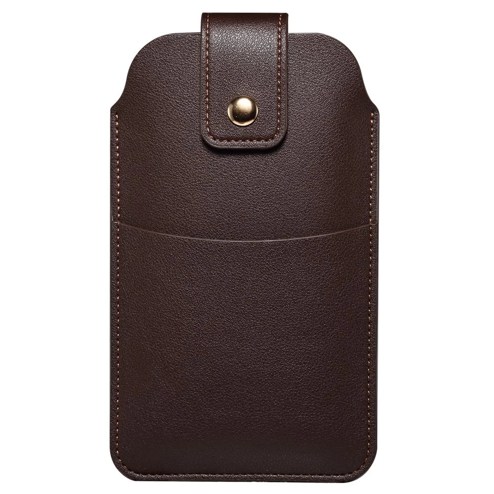 6.7-6.9 Inch Universal Phone Storage Pouch Microfiber Leather Waist Bag for iPhone 17 Pro Max  / 16 Pro Max / Samsung Galaxy S26 Ultra / S25 Ultra, Size L - Coffee - 7