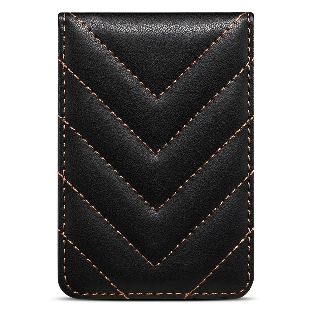 Adhesive Card Holder for Smart Phones Leather Card Bag with RFID Blocking, Kickstand - Black - 1